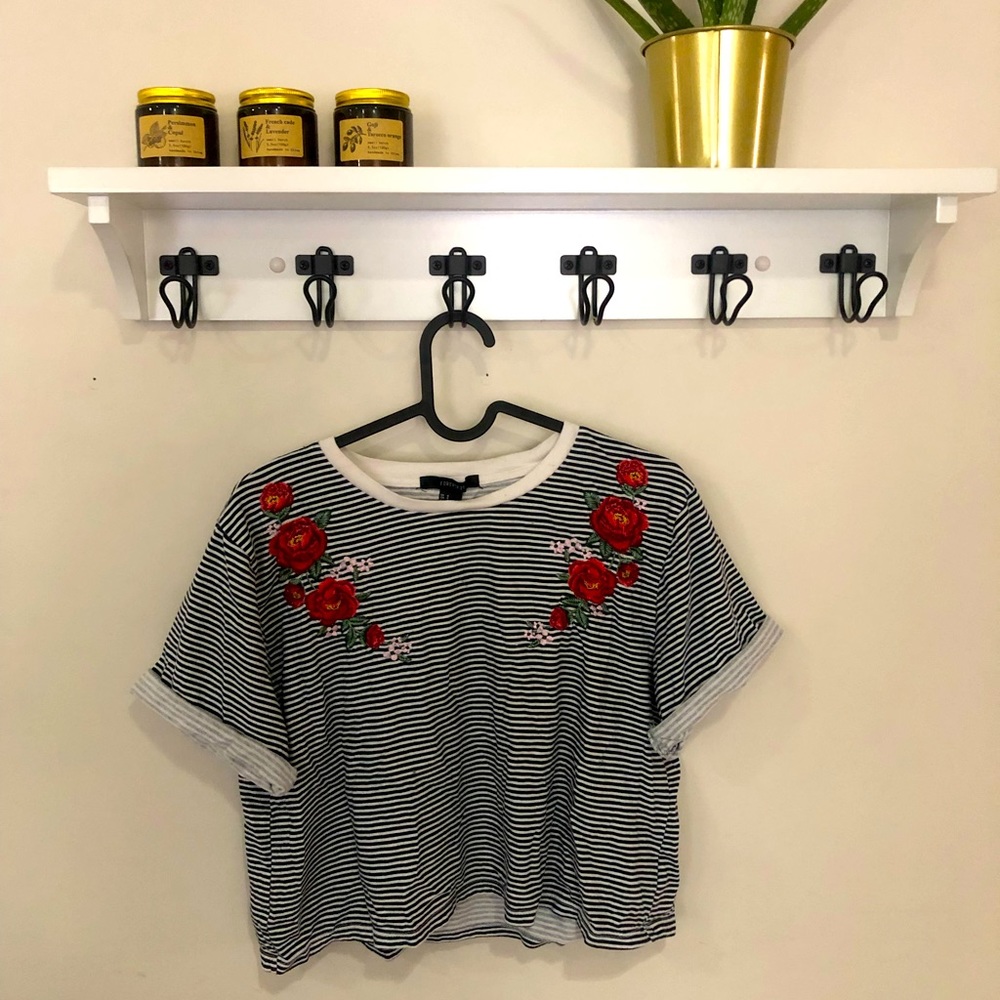 Embroidered Stripped Crop Top